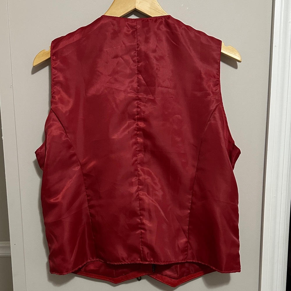 Styleworks Red genuine leather Zip-Up Vintage Vest men’s sz XL - Picture 6 of 10